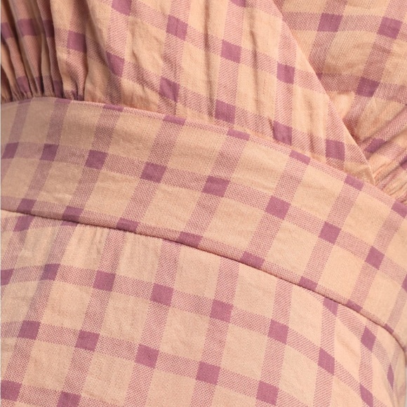 Lulu's Just Checking In Blush Pink Plaid Tiered Tie-Back Mini Dress Size XS - Picture 5 of 12